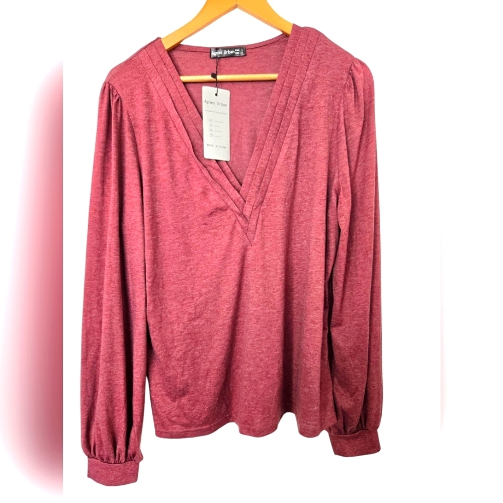 Agnes Urban Women's Pink V-Neck Top Size Large